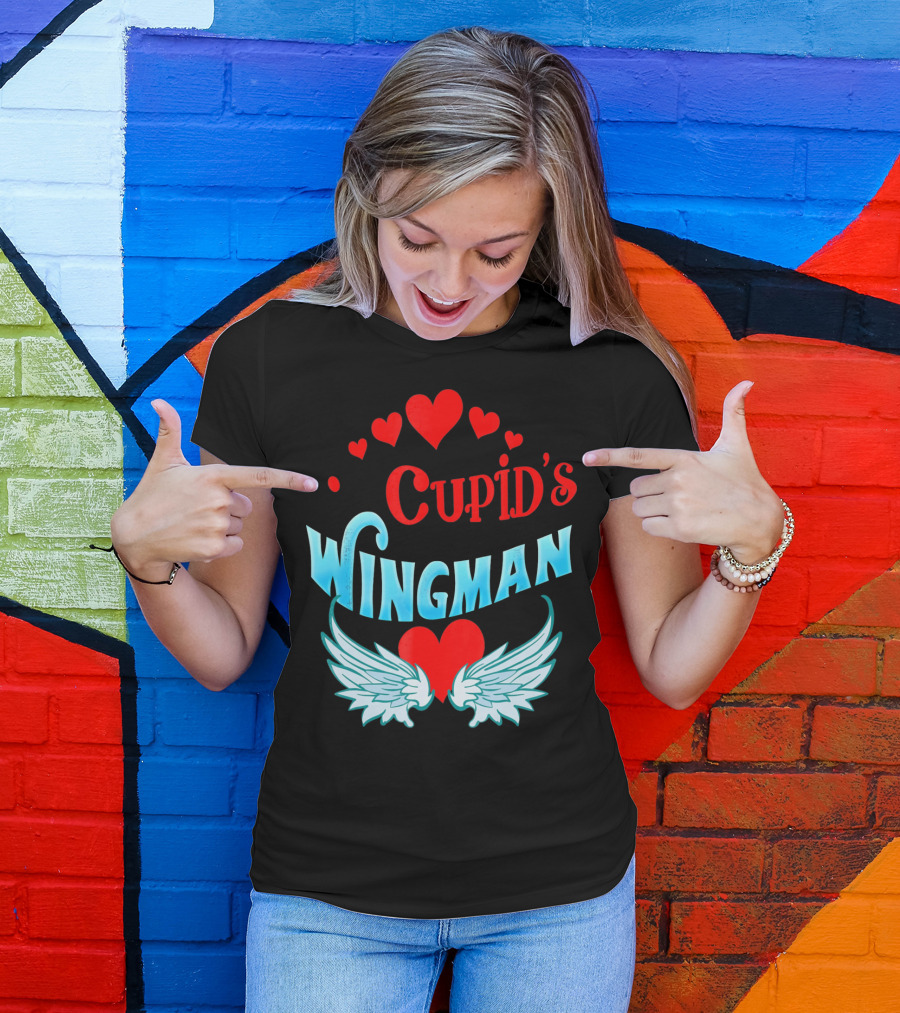 Cupid's Wingman Valentine's Hearts And Wings T-Shirt