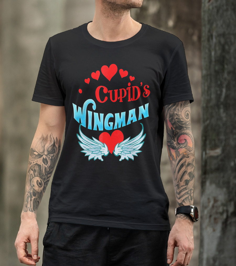 Cupid's Wingman Valentine's Hearts And Wings T-Shirt