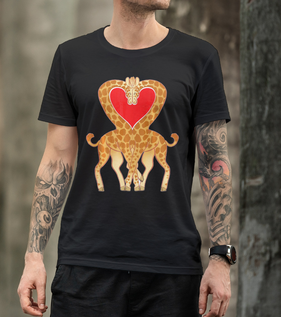 Cute Heart Giraffe Funny Valentine T-Shirt