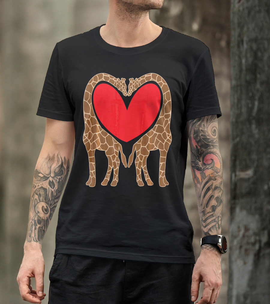 Cute Giraffe Heart Shape Valentine Fun T-Shirt