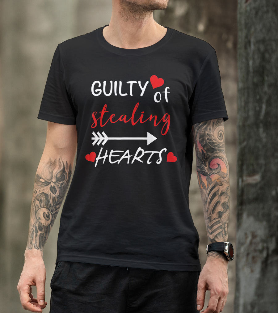Guilty Of Stealing Hearts Cute Heart Valentines Day T-Shirt
