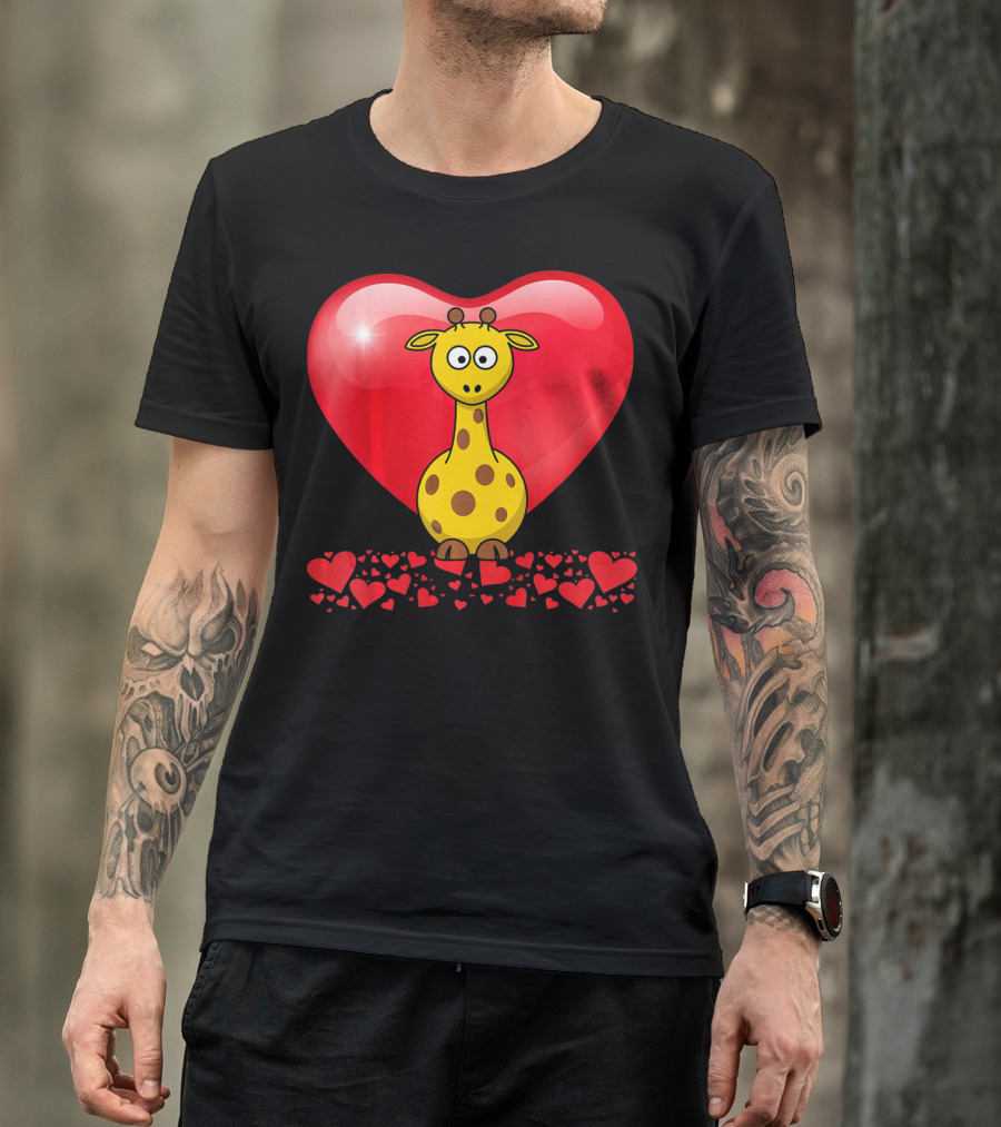 Cute Valentine's Day Heart Giraffe Valentin T-Shirt