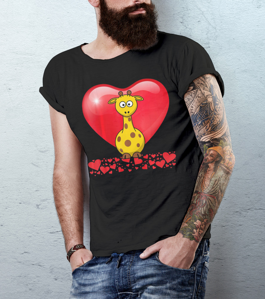 Cute Valentine's Day Heart Giraffe Valentin T-Shirt
