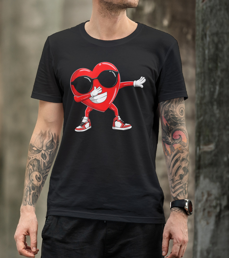 Dabbing Heart With Sunglasses Valentine's Day Cute T-Shirt