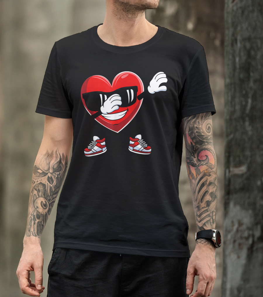 Dabbing Heart With Sunglasses Sneaker Dance T-Shirt