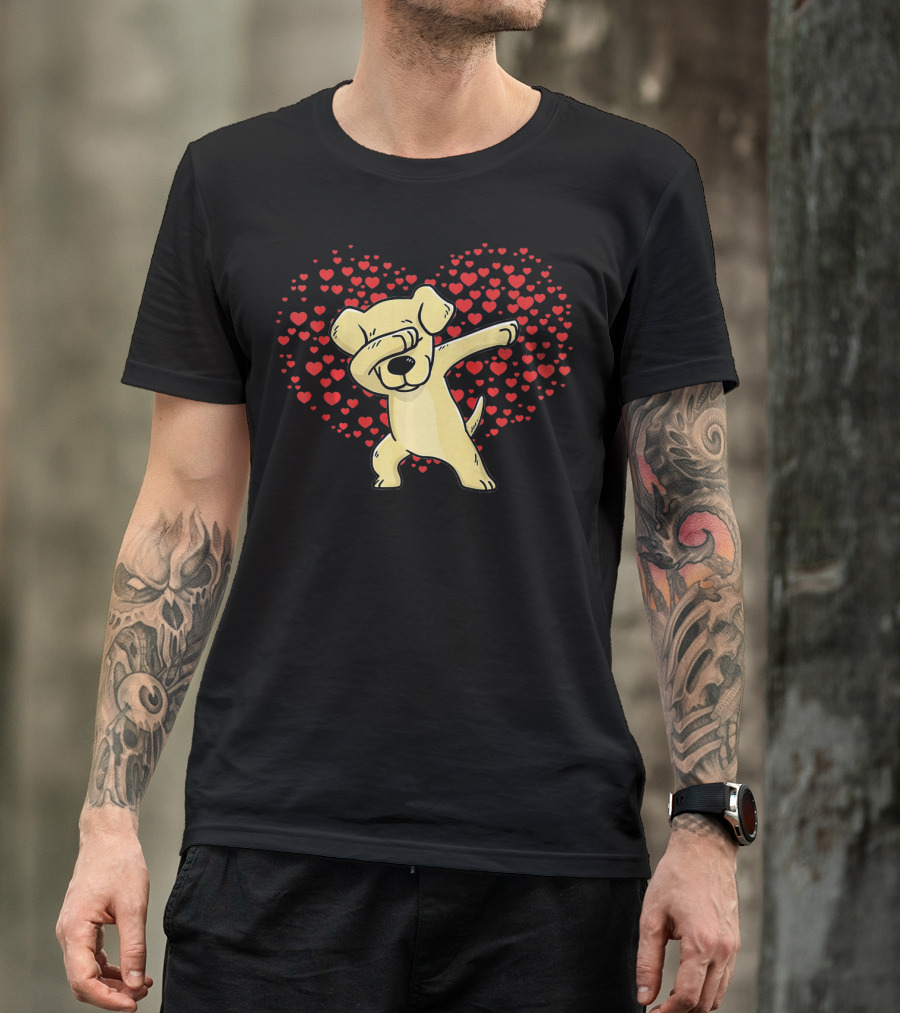 Dabbing Labrador Retriever Dog With Heart Of Valentine T-Shirt