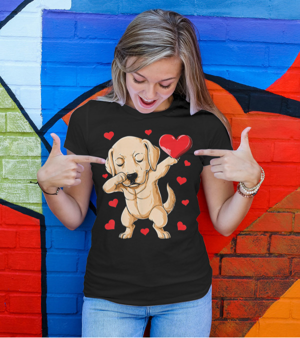 Dabbing Labrador Valentine's Day Heart Dance T-Shirt