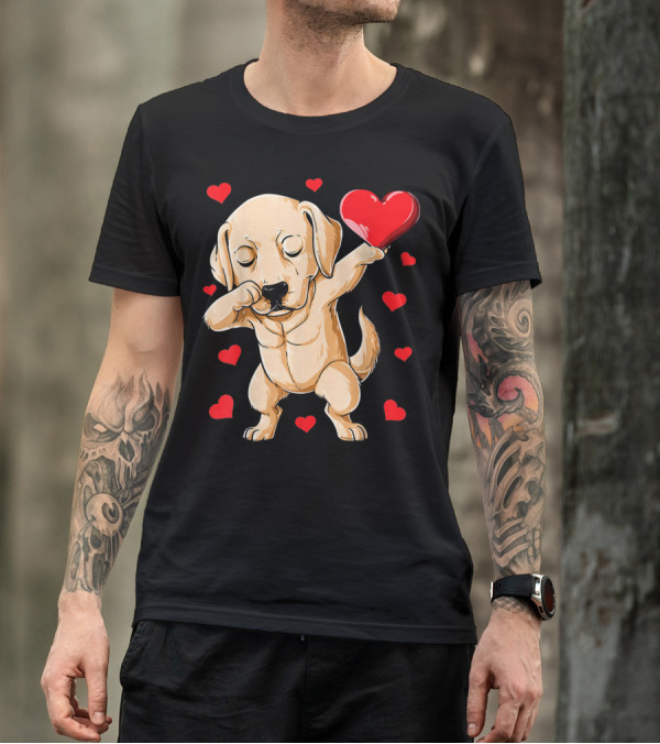 Dabbing Labrador Valentine's Day Heart Dance T-Shirt