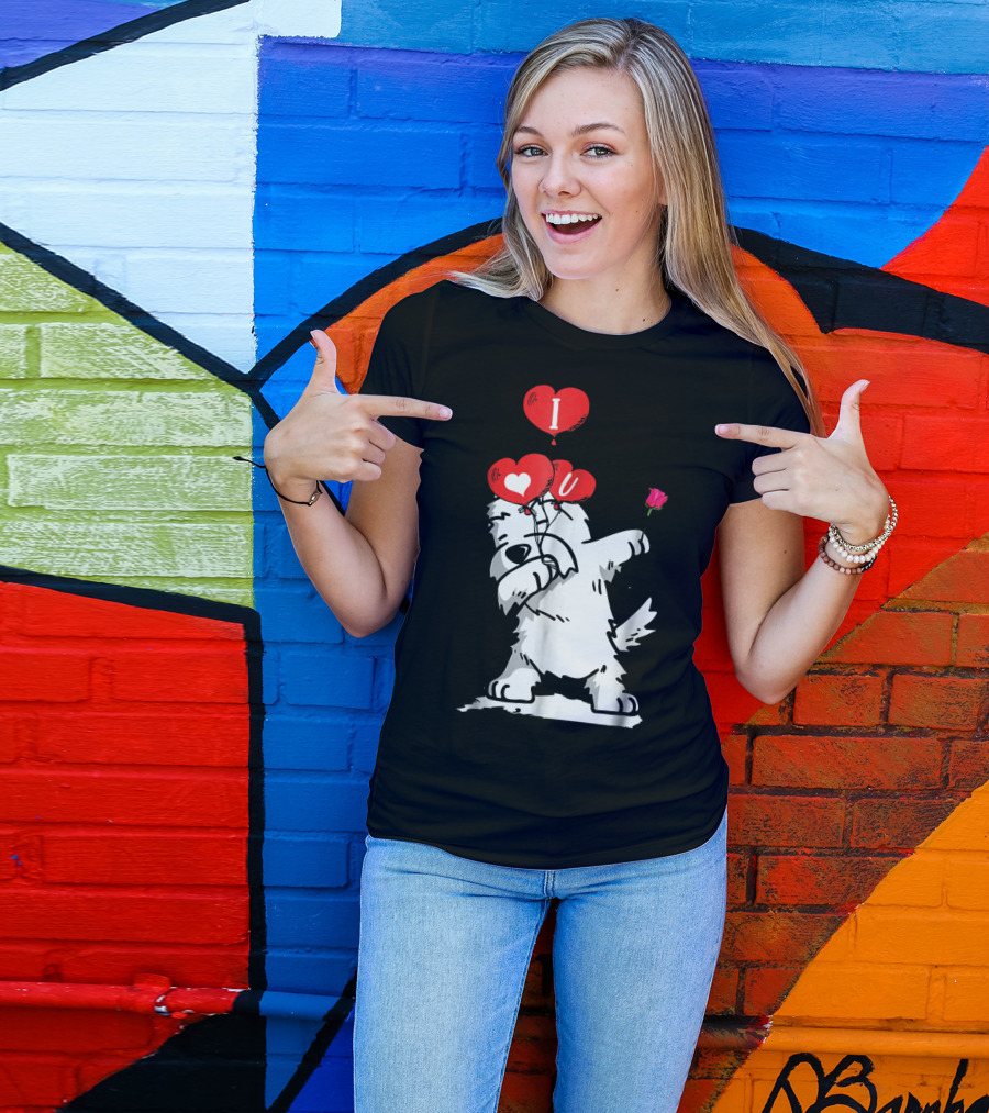 I Love U Dabbing Westie Valentine's Day T-Shirt
