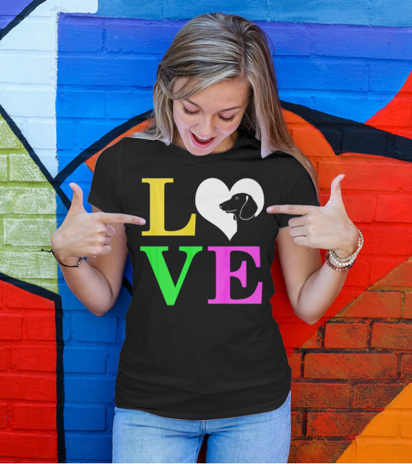 LOVE Dachshund Dog Heart Valentines T-Shirt