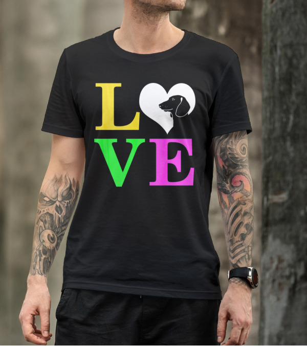 LOVE Dachshund Dog Heart Valentines T-Shirt