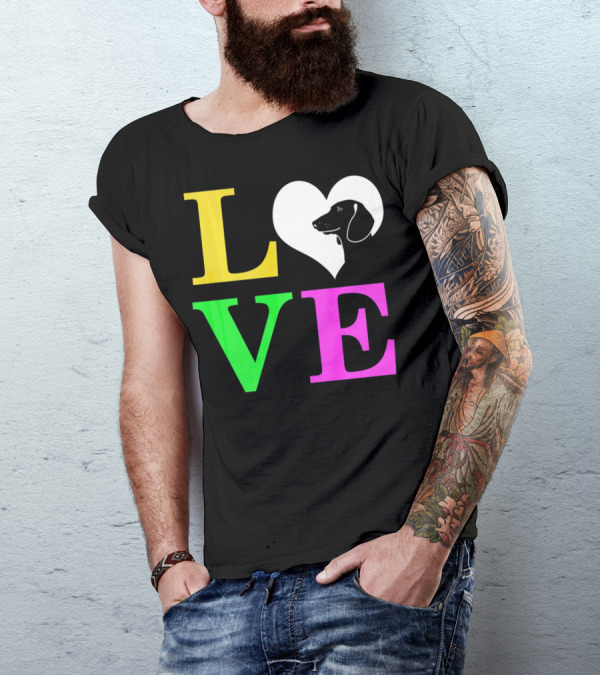 LOVE Dachshund Dog Heart Valentines T-Shirt