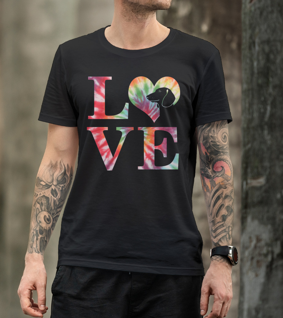Dachshund Dog Love Tie Dye Valentines T-Shirt