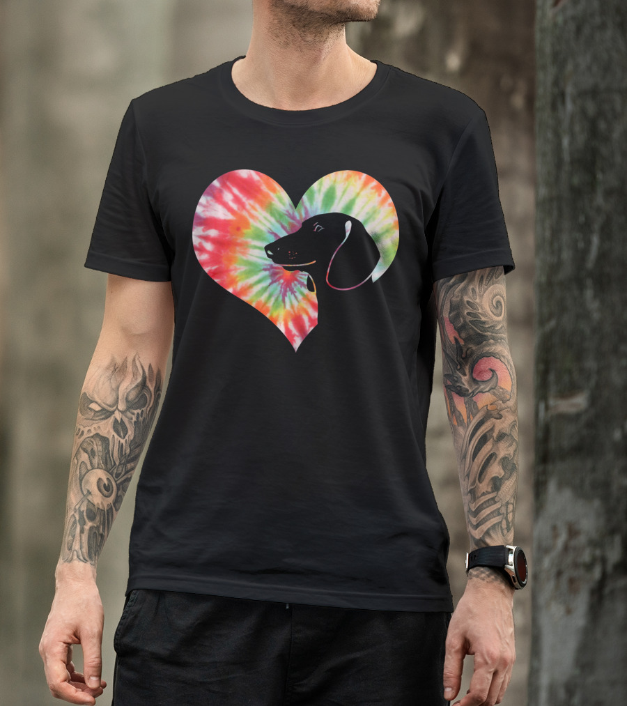 Dachshund Dog Heart Tie Dye Valentines T-Shirt