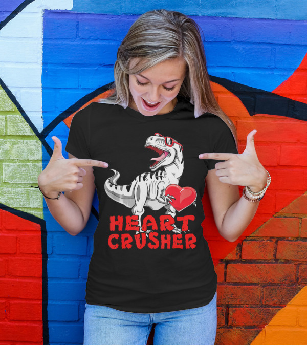 Dinosaur Valentines Day Heart Crusher T-Shirt