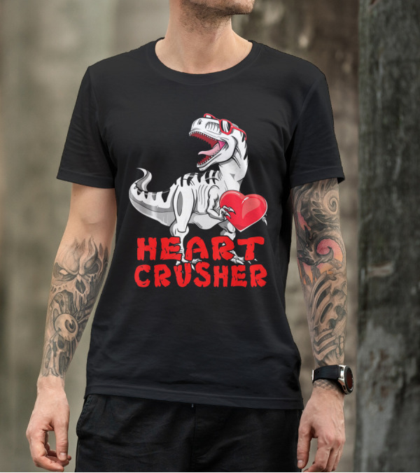 Dinosaur Valentines Day Heart Crusher T-Shirt