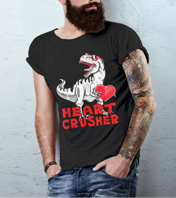 Dinosaur Valentines Day Heart Crusher T-Shirt