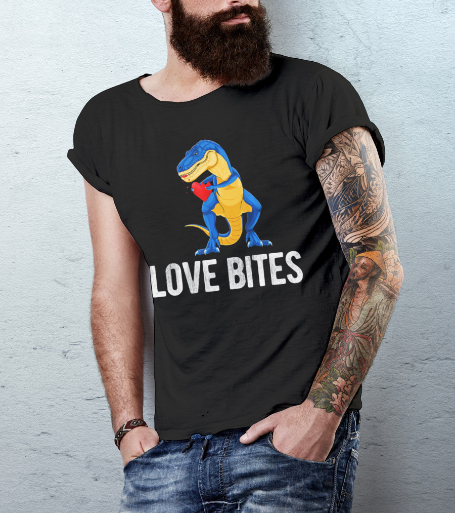 Love Bites Dinosaur Rex Valentines Day T-Shirt
