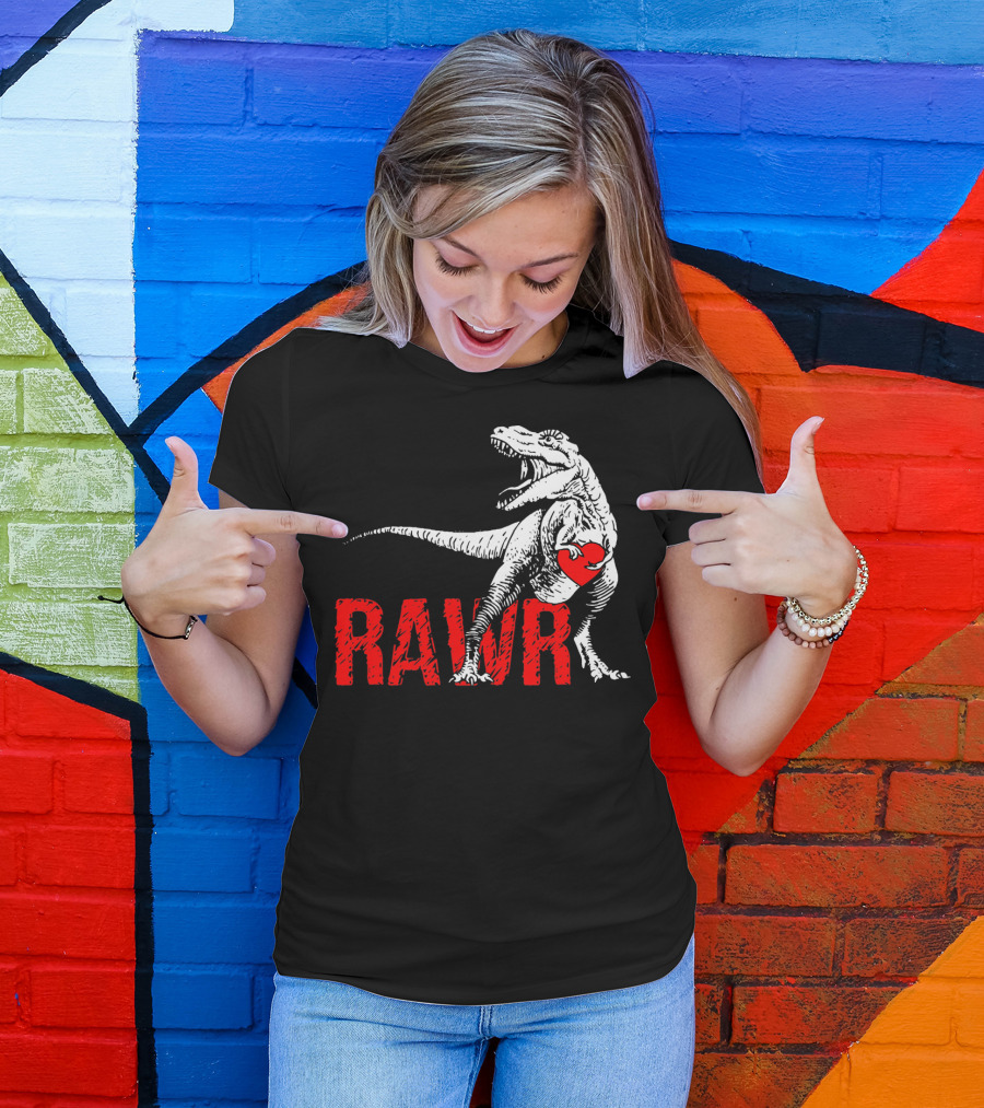 RAWR Dinosaur Valentine Heart T-Shirt