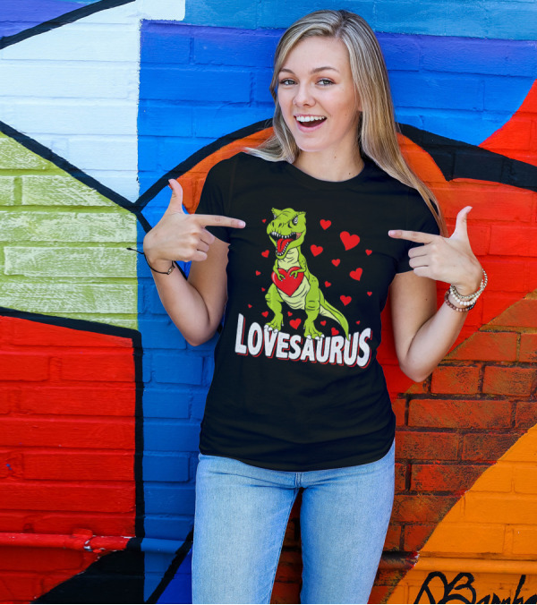 Lovesaurus Dinosaur Valentine Day Hearts T-Shirt