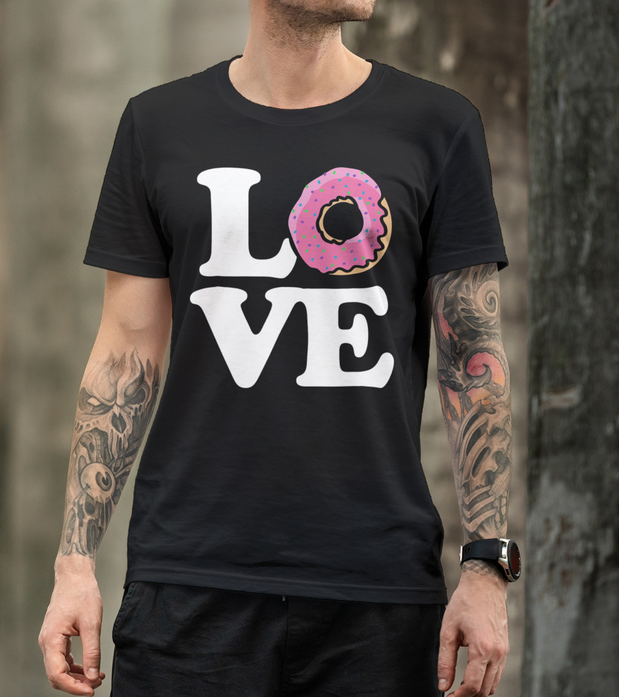 Love For Donut Lovers With Pink Frosted Donut T-Shirt