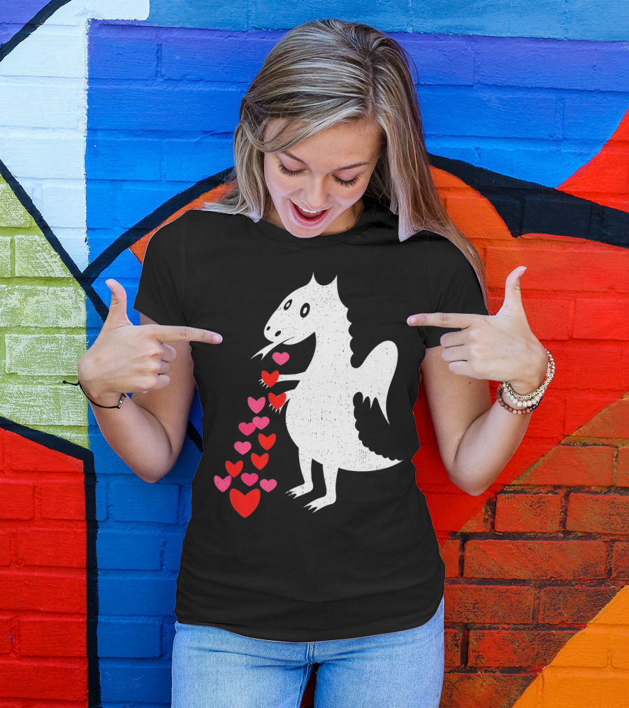 Dragon Spitting Love Hearts Anti Valentine's Day T-Shirt