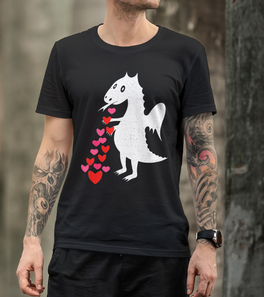 Dragon Spitting Love Hearts Anti Valentine's Day T-Shirt