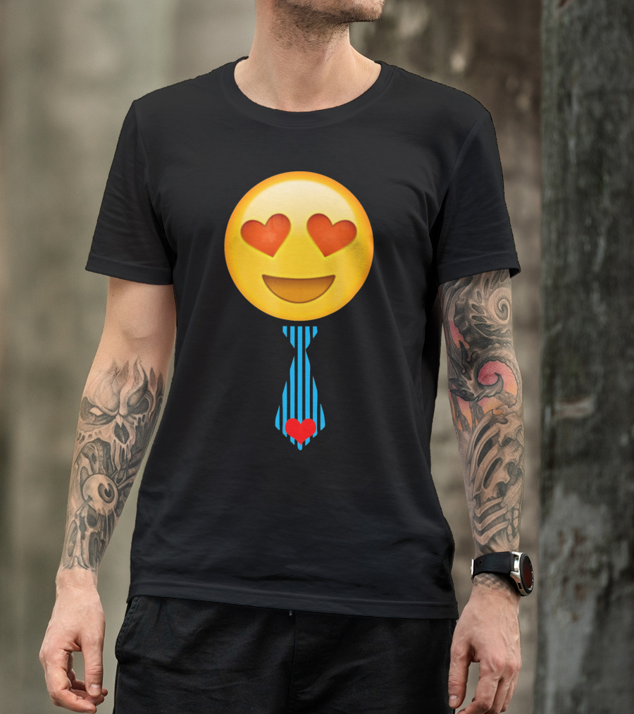 Emoji Heart Eyes Heart Tie Valentine T-Shirt
