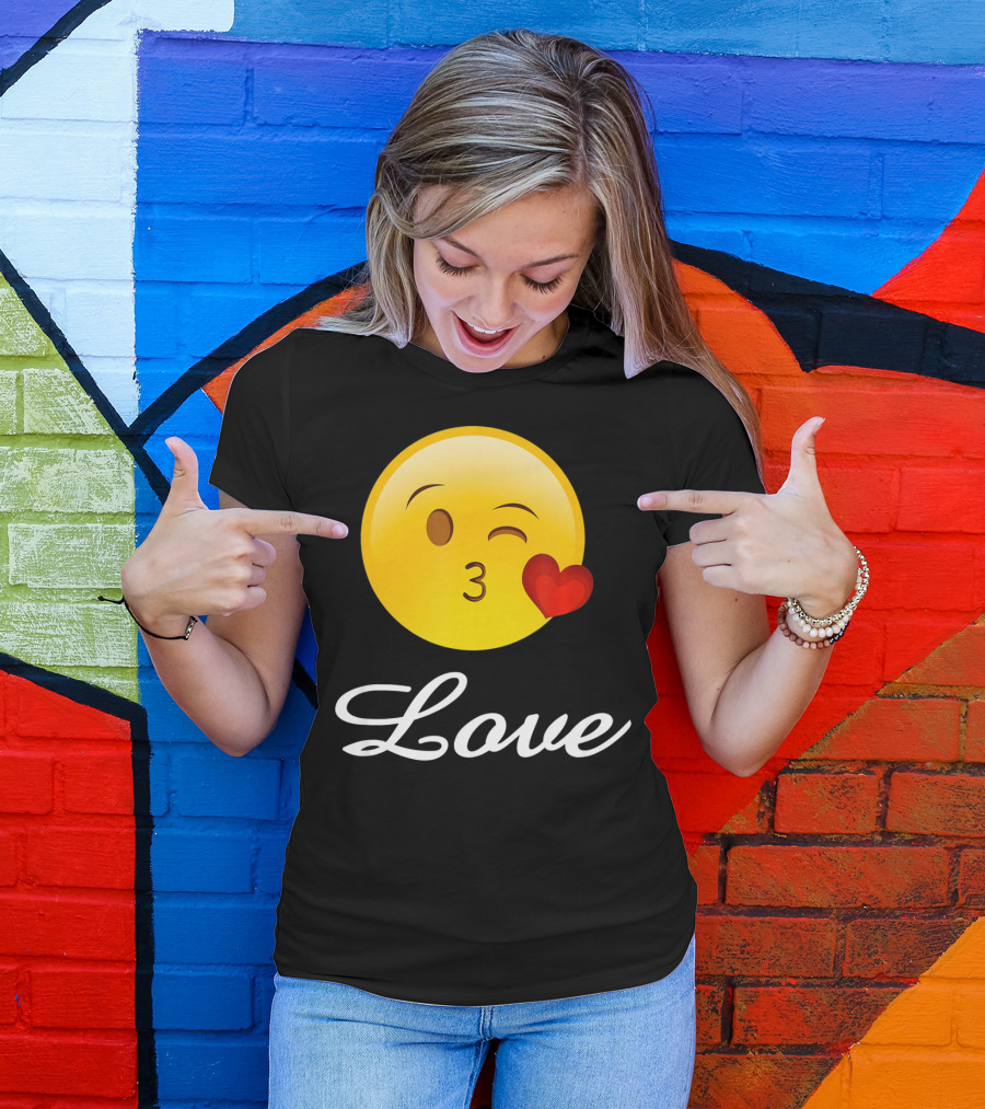 Love Emoji Valentines Day Heart Kiss T-Shirt