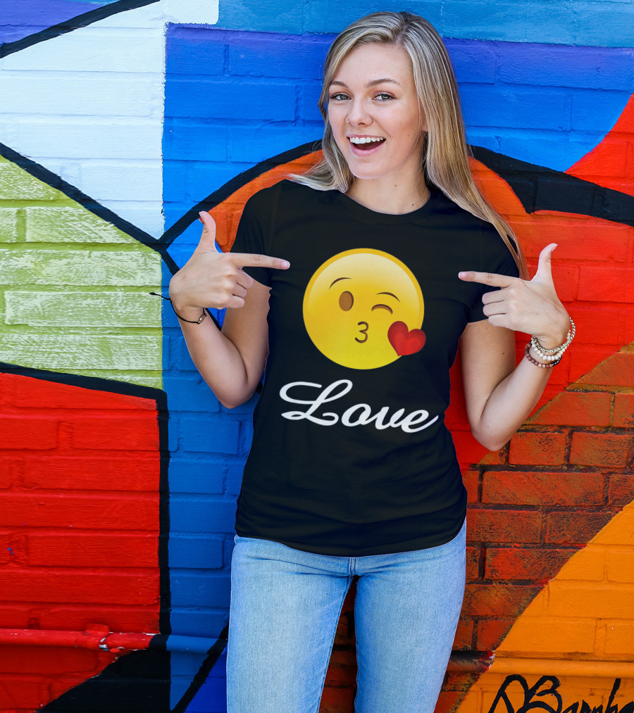 Love Emoji Valentines Day Heart Kiss T-Shirt