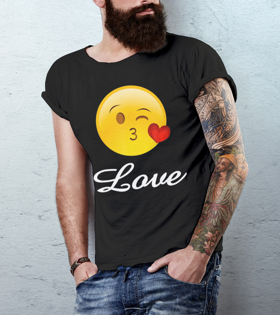 Love Emoji Valentines Day Heart Kiss T-Shirt