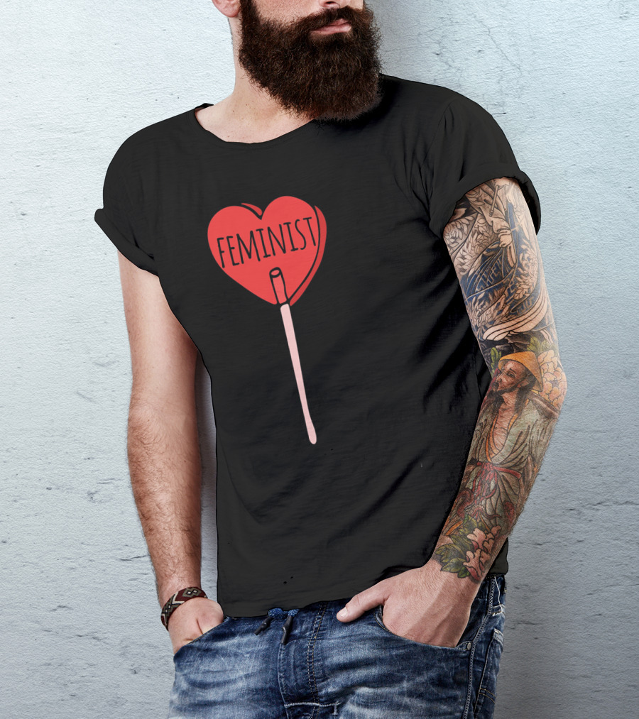 Feminist Red Heart Lollipop Valentine Sucker T-Shirt