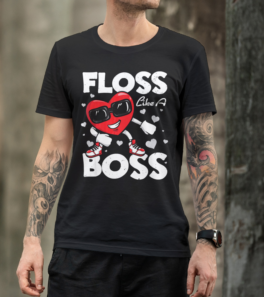Floss Like A Boss Heart Dance Valentines T-Shirt