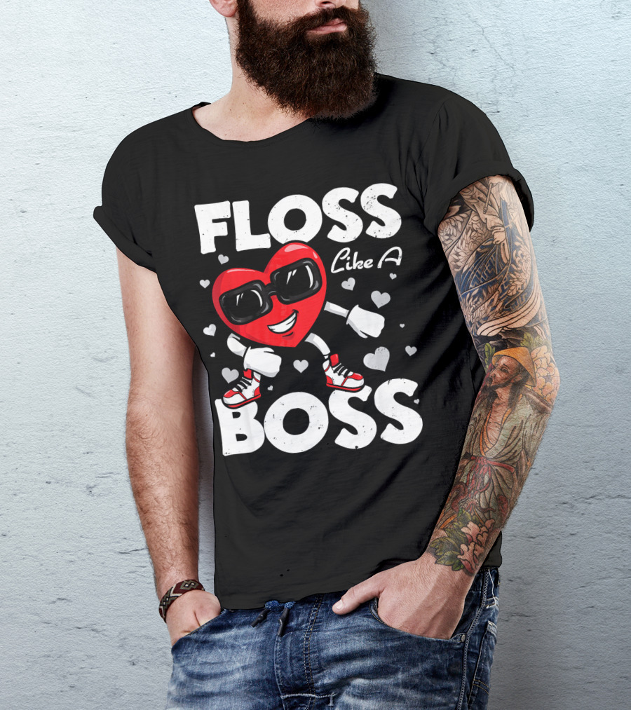 Floss Like A Boss Heart Dance Valentines T-Shirt