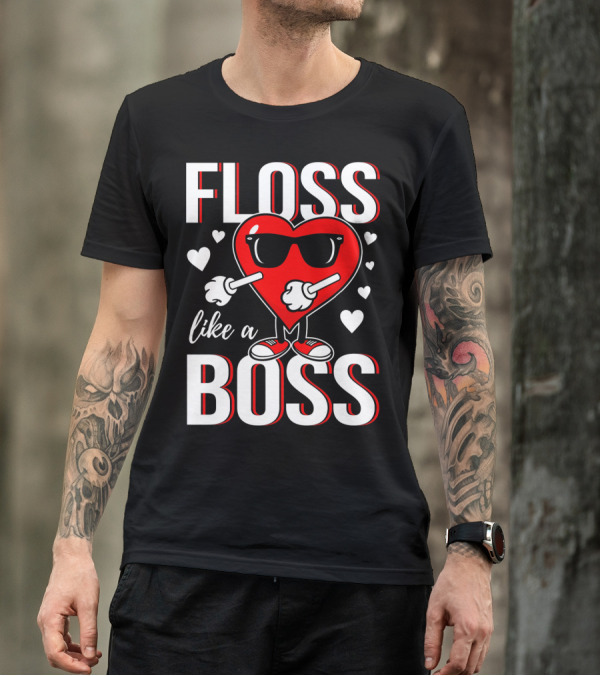 FLOSS LIKE A BOSS VALENTINES HEART WITH SUNGLASSES T-Shirt