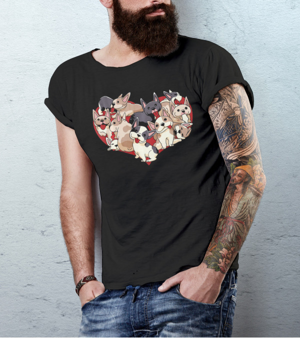 French Bulldog Heart Dog Frenchi Puppy Pack T-Shirt