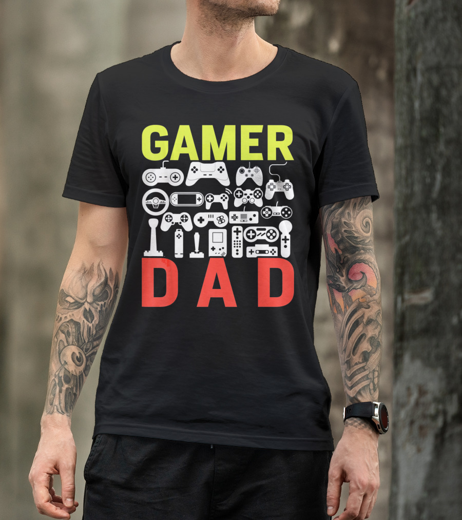Gamer Dad Vintage Controller Collection Funny Birthday T-Shirt