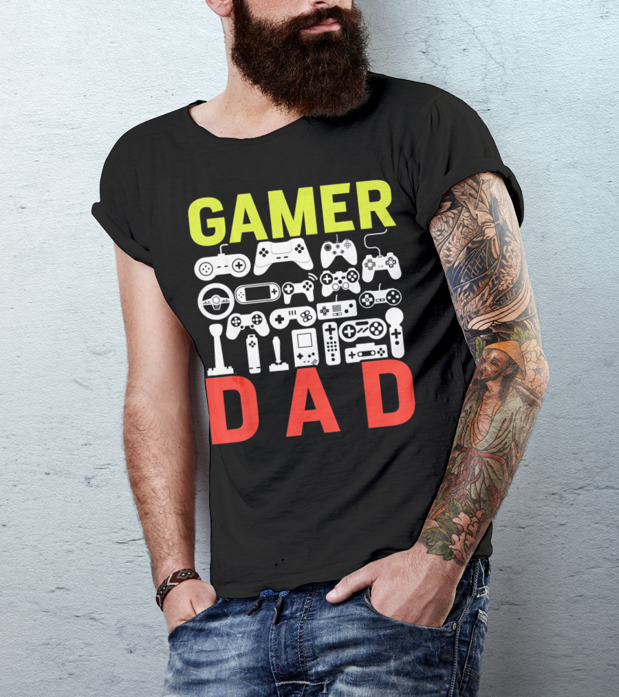 Gamer Dad Vintage Controller Collection Funny Birthday T-Shirt
