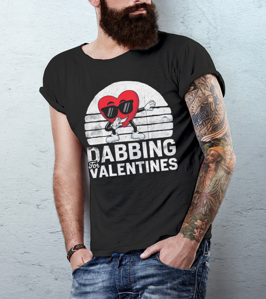 Dabbing For Valentines Funny Heart Valentine’s Day T-Shirt
