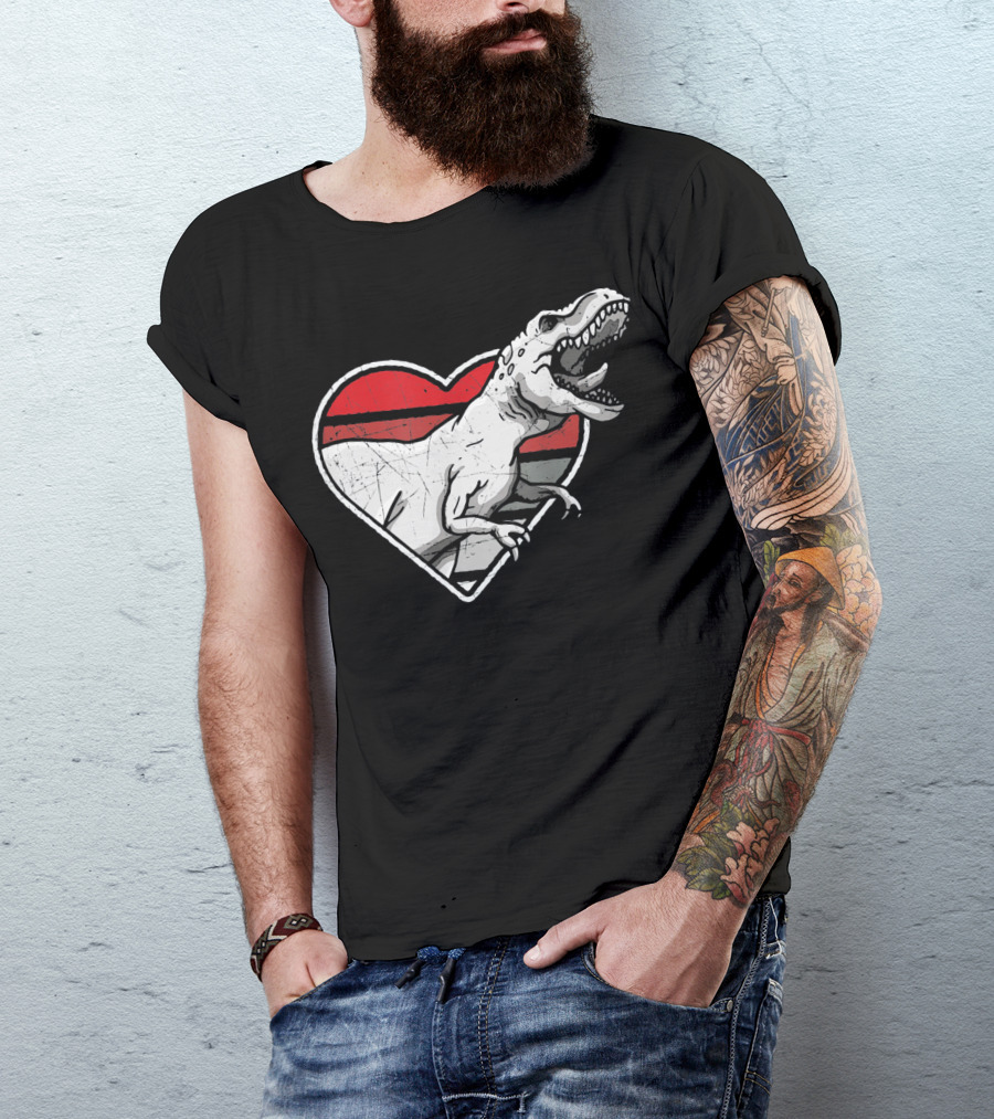 Valentine's Day Heart T-Rex Love Dinosaur Fun T-Shirt