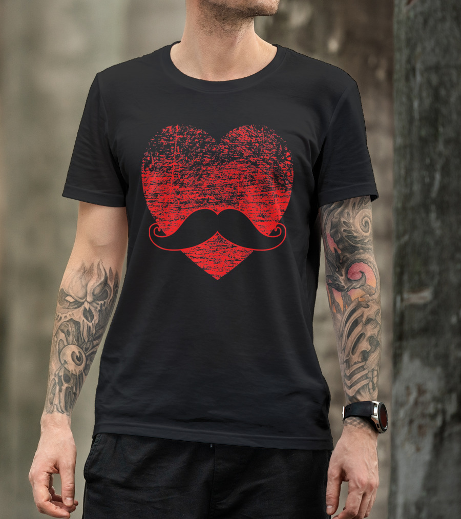 Valentines Day Funny Mustache Heart T-Shirt
