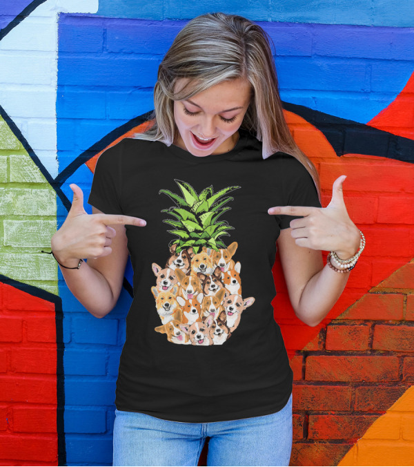 Funny Pineapple Corgi Valentine's Birthday T-Shirt
