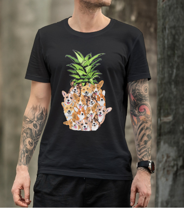 Funny Pineapple Corgi Valentine's Birthday T-Shirt