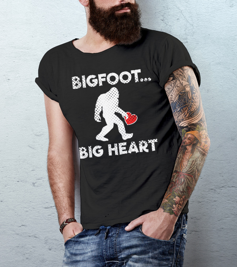 Bigfoot Big Heart Valentine's Day Funny Bigfoot Heart T-Shirt