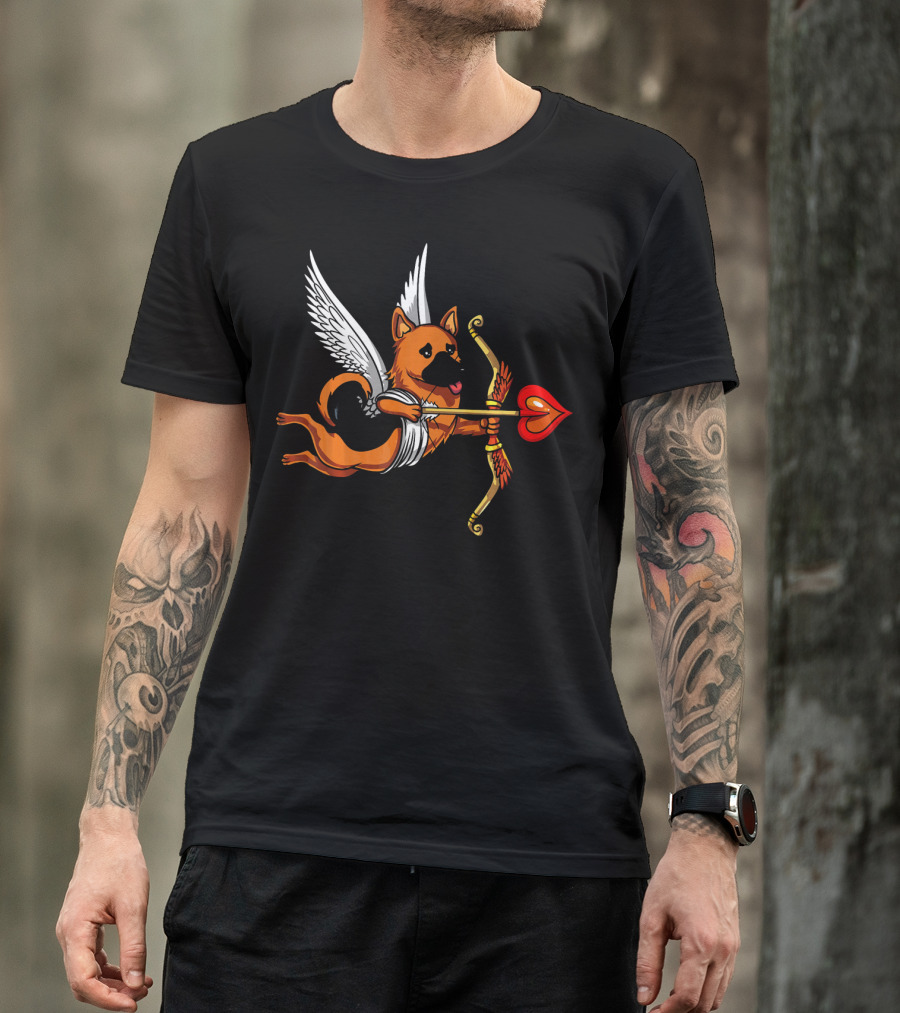 German Shepherd Cupid Dog Valentine's Day T-Shirt