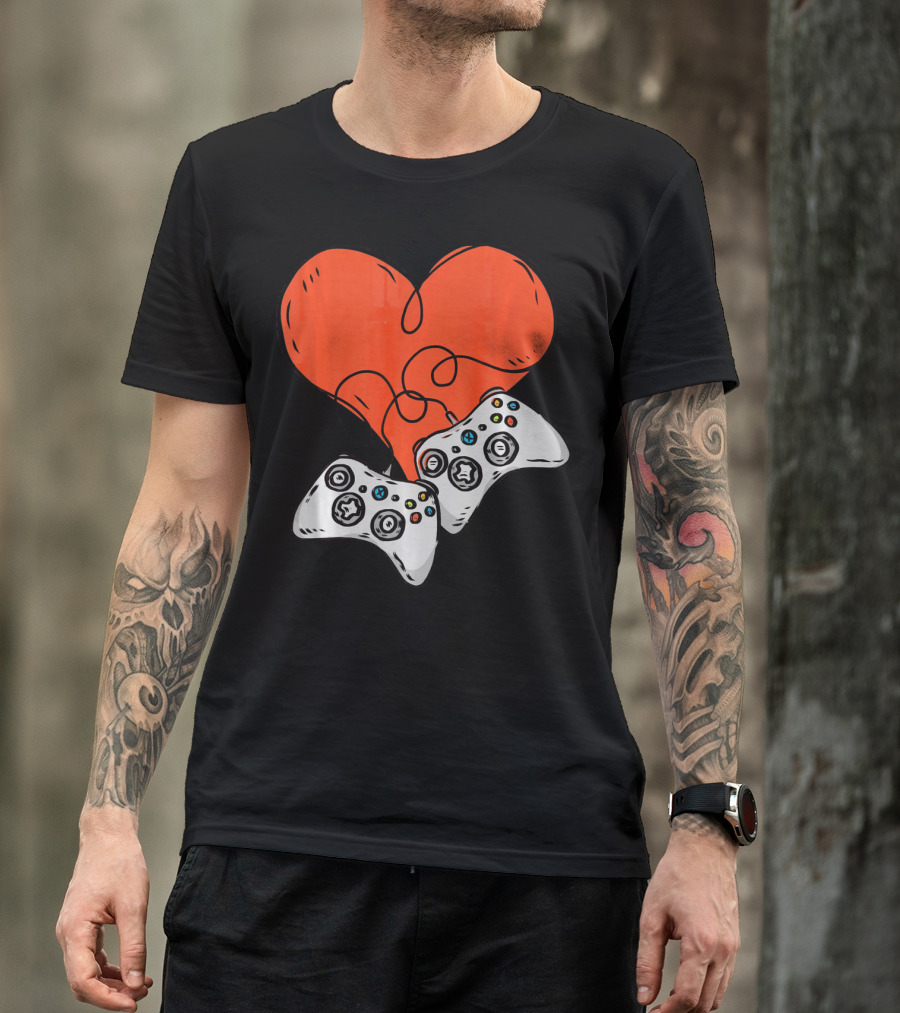 Funny Heart With Video Game Controllers T-Shirt