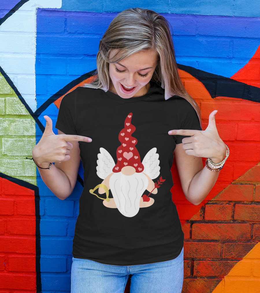 Gnome Cupid With Heart Arrow Valentines Day T-Shirt