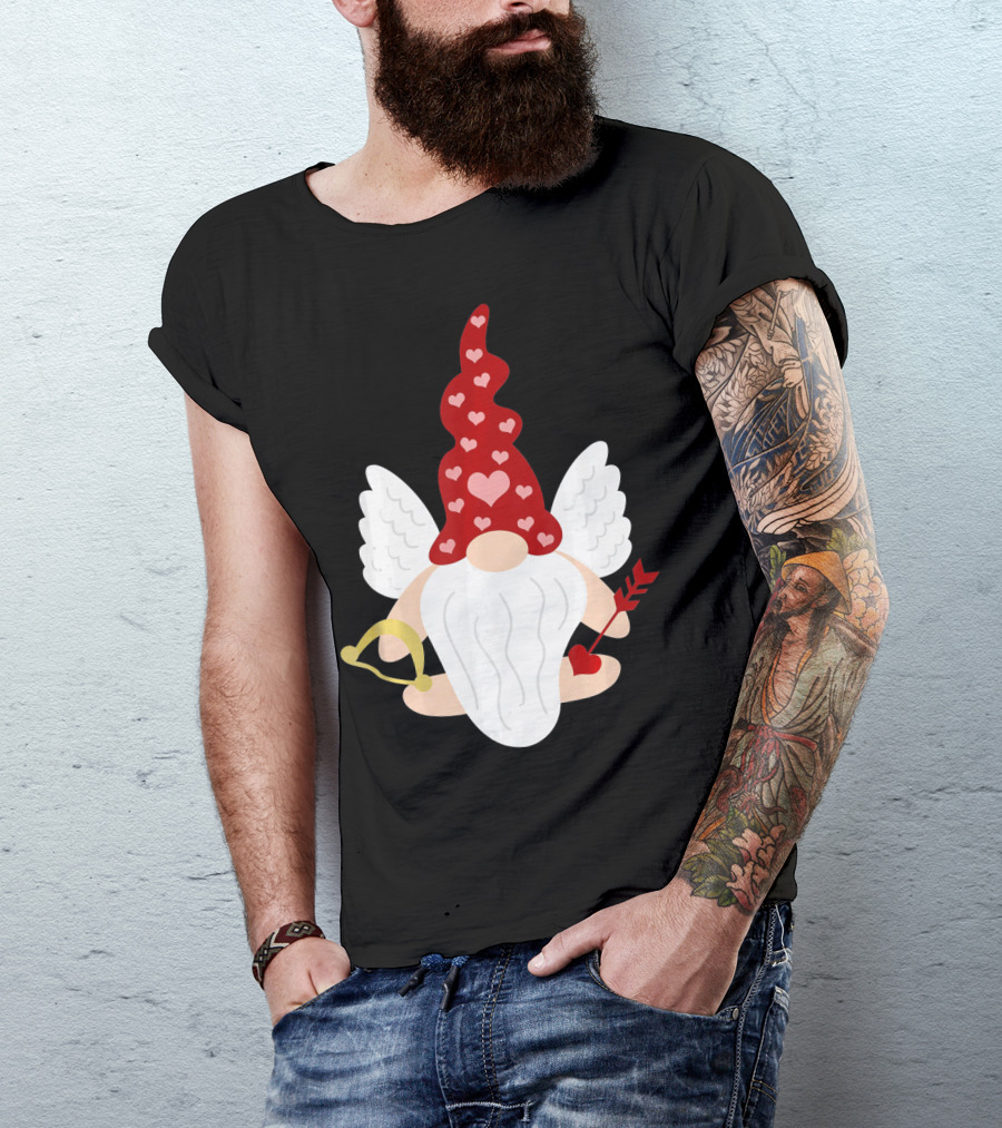 Gnome Cupid With Heart Arrow Valentines Day T-Shirt
