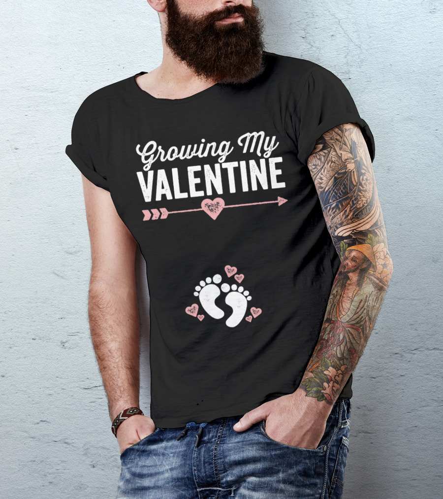 Growing My Valentine Footprints Hearts T-Shirt