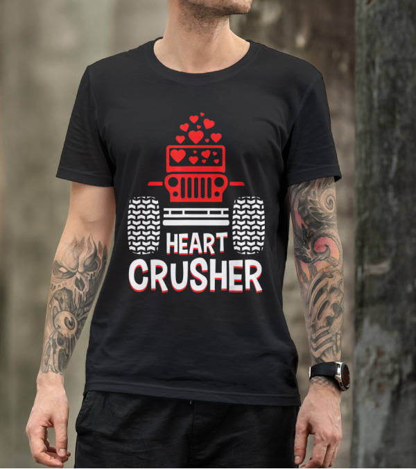 Heart Crusher Jeep Girl Heart Shape Vale Tire Tracks T-Shirt